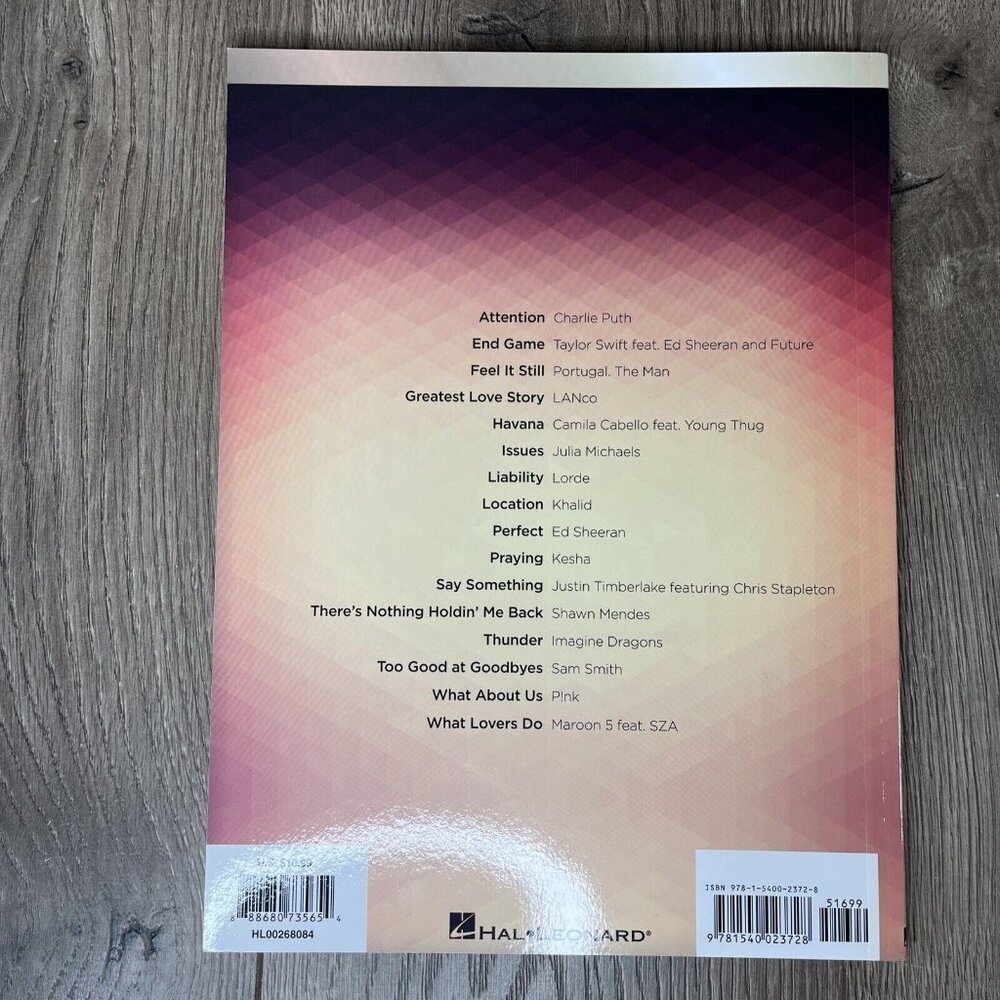 Chart Hits of 2017-2018 for Big Note Piano Songbook / Sheet Music Hal Leonard - Picture 4 of 5